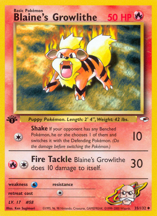 Gym Heroes Blaine's Growlithe #35/132 first edition