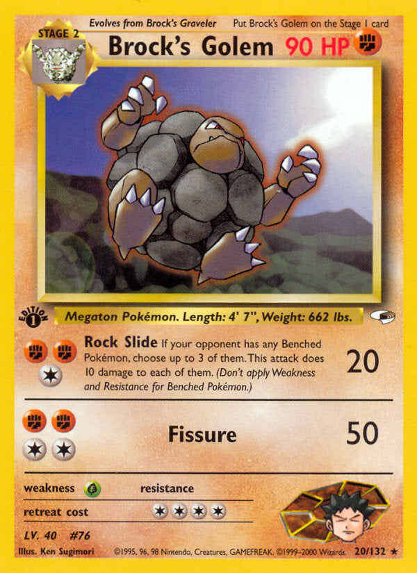 Gym Heroes Brock's Golem #20/132 first edition