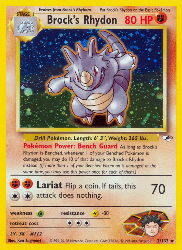 Gym Heroes Holo Brock's Rhydon #2/132 unlimited