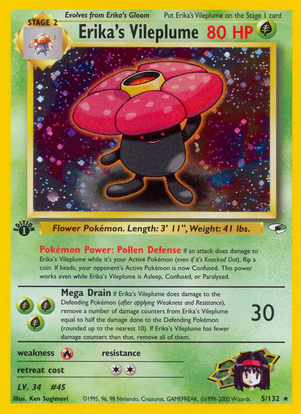 Gym Heroes Holo Erika's Vileplume #5/132 first edition