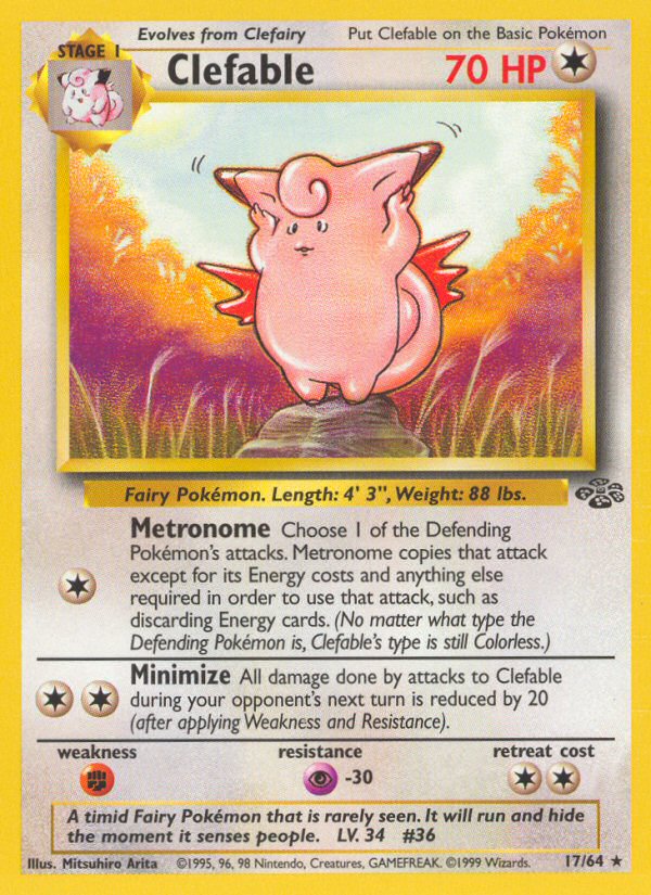 Jungle set Non Holo Clefable #17/64 unlimited