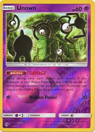 Lost Thunder Unown #90/214 reverse holo