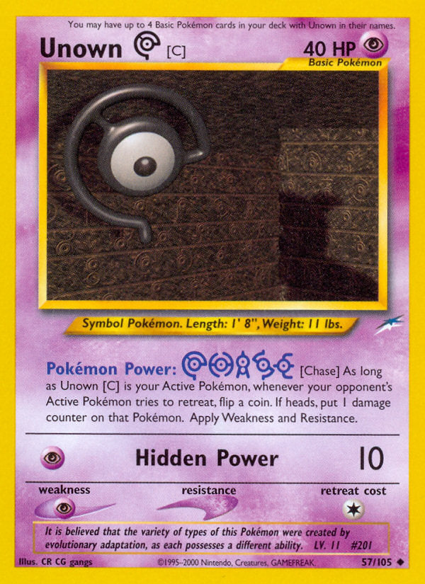 Neo Destiny Unown C #57/105 unlimited