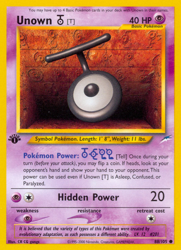 Neo Destiny Unown T #88/105 first edition