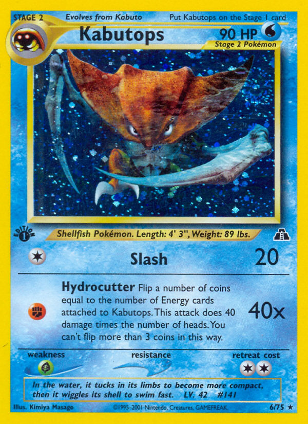 Neo Discovery Holo Kabutops #6/75 first edition