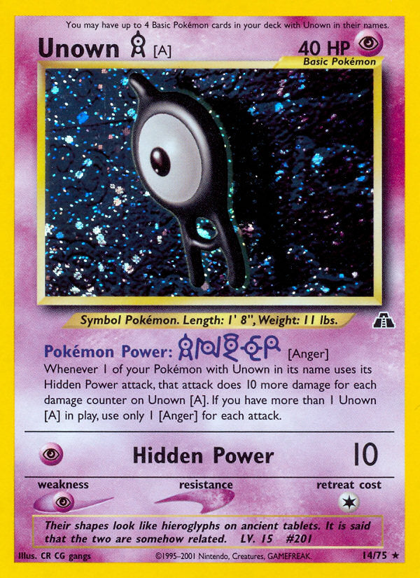 Neo Discovery Holo Unown A #14/75 unlimited