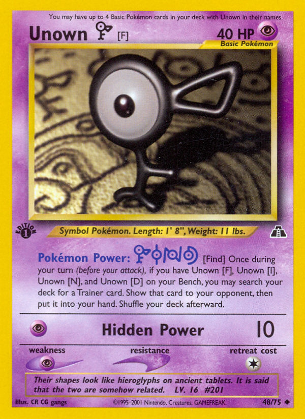 Neo Discovery Unown F #48/75 first edition