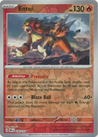 Obsidian Flames Entei #30/197 reverse holo