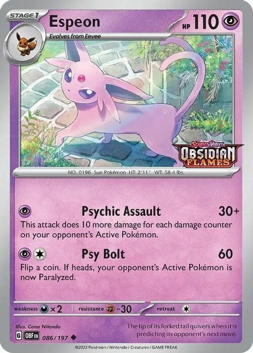 Obsidian Flames Espeon #86 Stamped Promo
