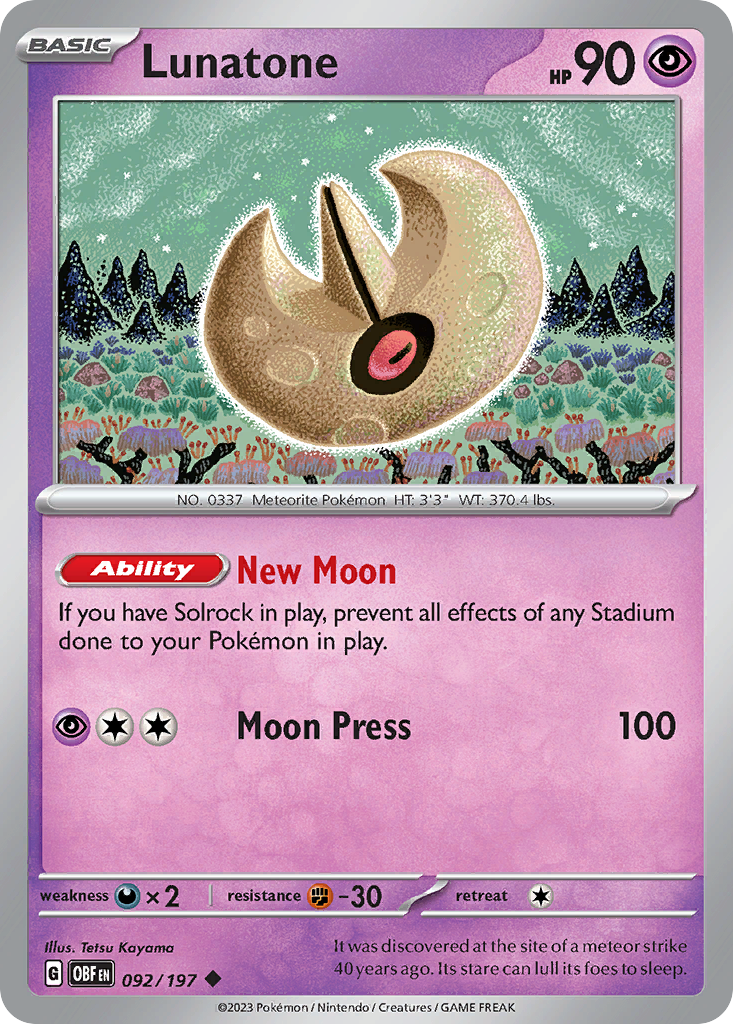 Obsidian Flames Lunatone #92/197