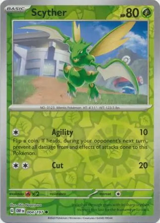 Obsidian Flames Scyther #4/197 reverse holo