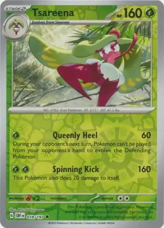 Obsidian Flames Tsareena #18/197 reverse holo