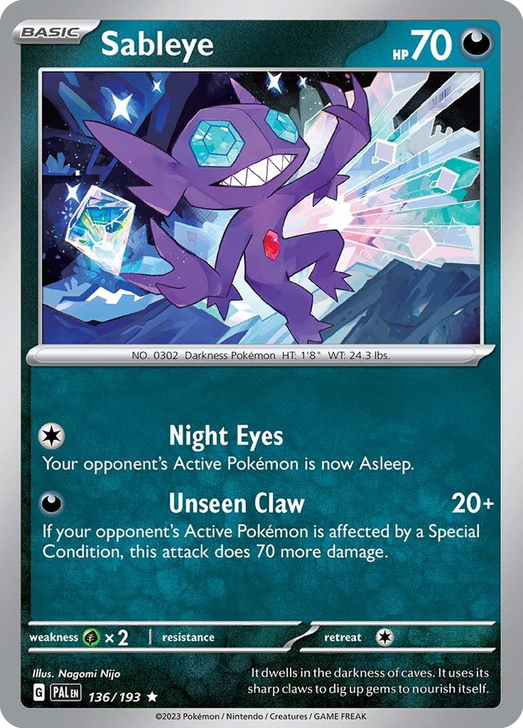 Paldea Evolved Holo Sableye #136/193