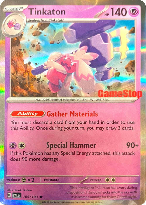 Paldea Evolved Holo Tinkaton #105 Gamestop Promo