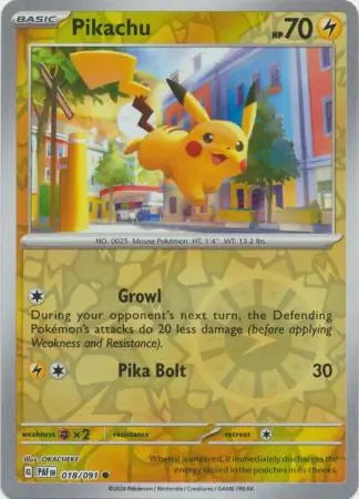 Paldean Fates Pikachu #18/91 reverse holo