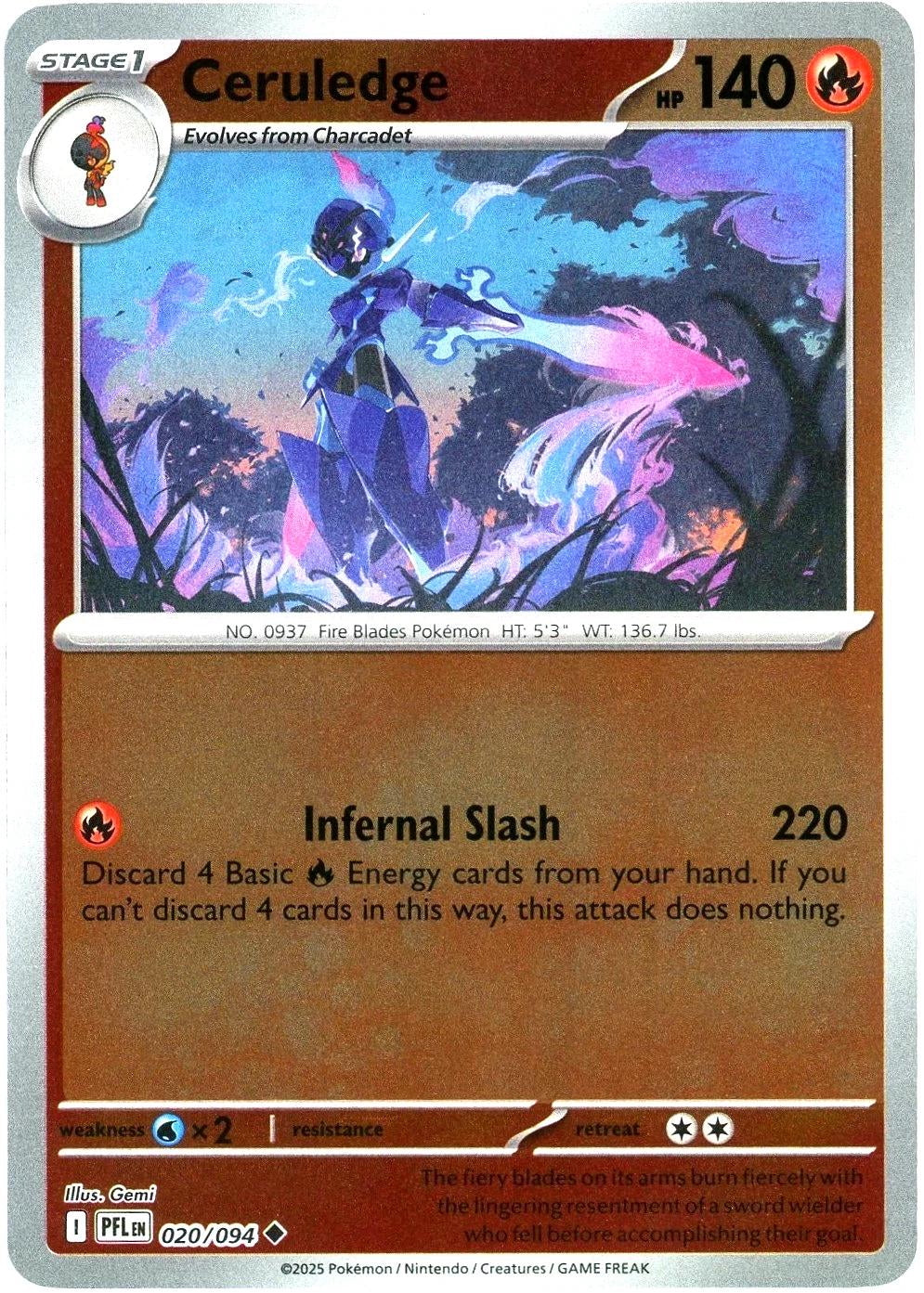 Phantasmal Flames Ceruledge #020/94 Reverse Holo