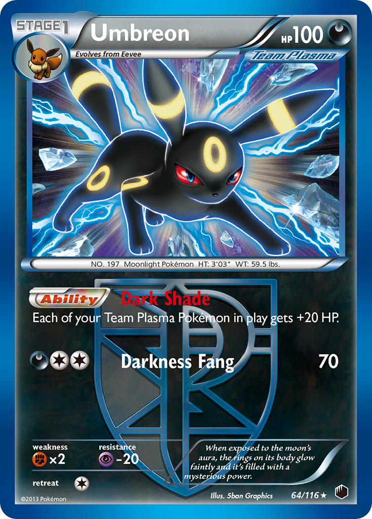 Plasma Freeze Non - Holo Umbreon #64/116