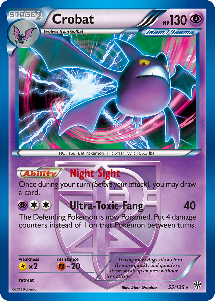 Plasma Storm Holo Crobat #55/135
