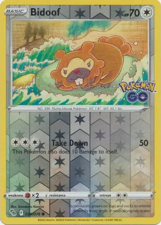 Pokémon Go Bidoof #59/78 reverse holo