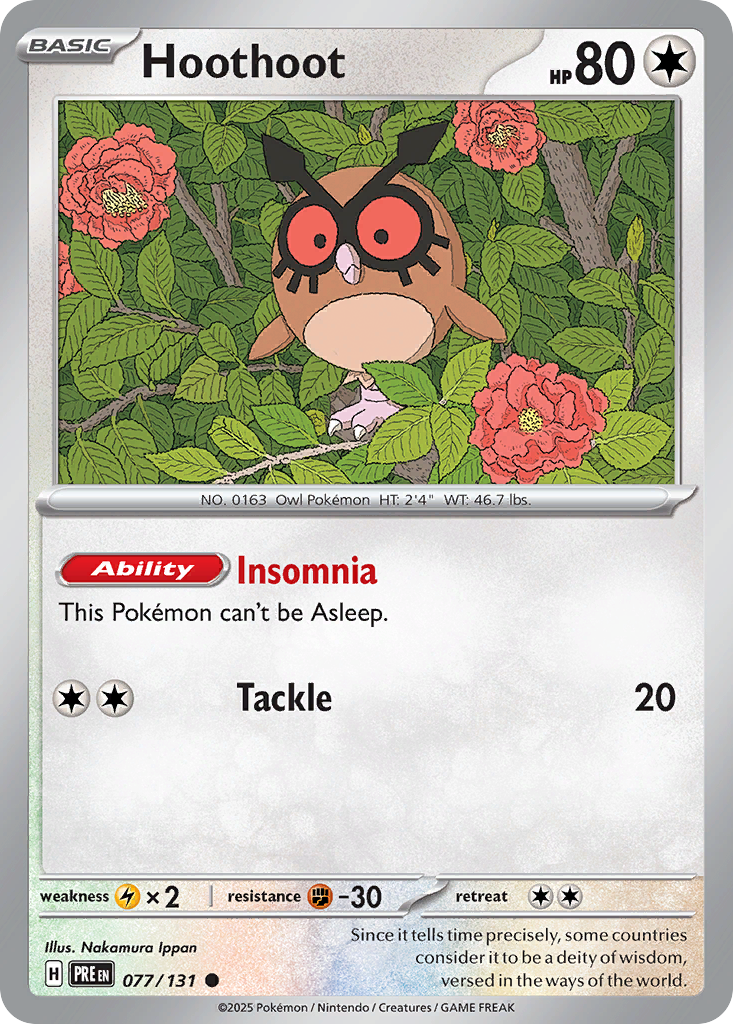 Prismatic Evolutions Hoothoot #077/131