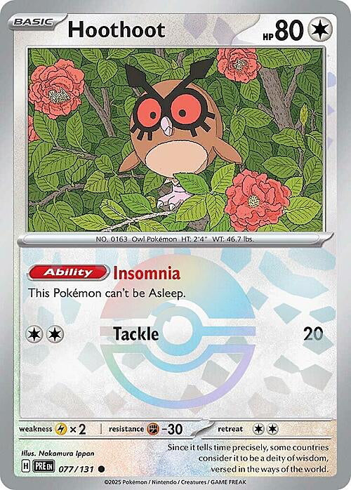 Prismatic Evolutions Hoothoot #077/131 Pokéball