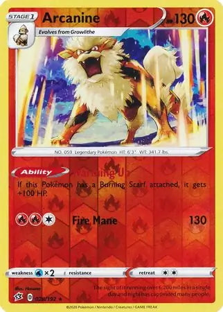Rebel Clash Arcanine #28/192 reverse holo