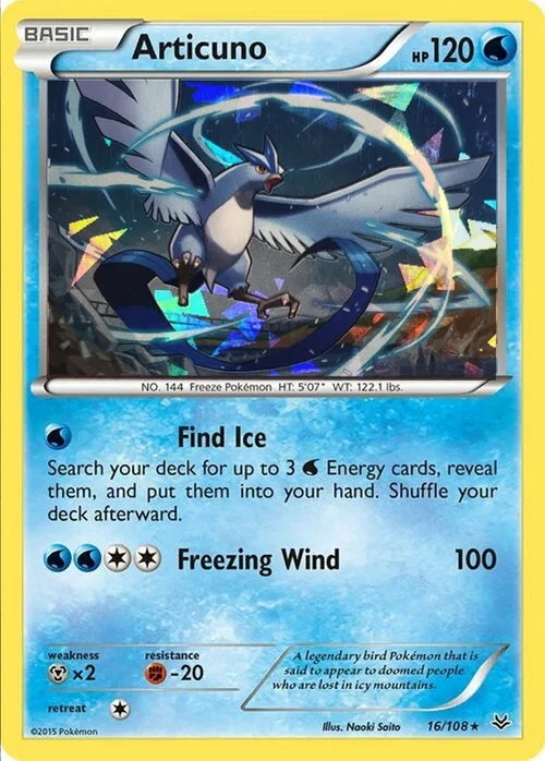 Roaring Skies Articuno #16/108 Cracked Ice Holo