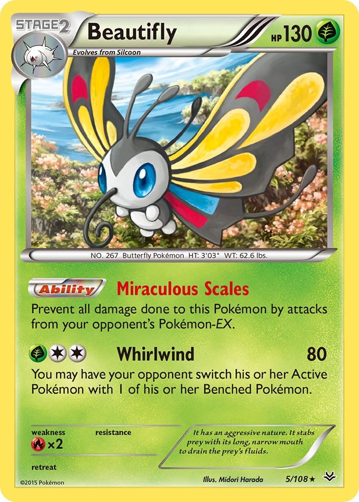 Roaring Skies Holo Beautifly #5/108