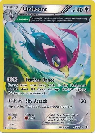 Roaring Skies Unfezant #81/108 reverse holo