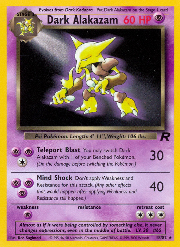 Rocket set Non Holo Dark Alakazam #18/82 unlimited