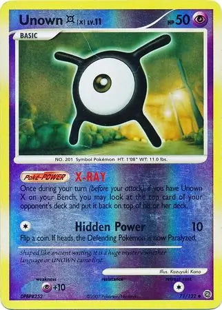 Secret Wonders Unown X #71/132 reverse holo