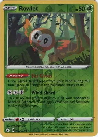 Shining Fates Rowlet #6/72 reverse holo