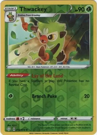 Shining Fates Thwackey #12/72 reverse holo
