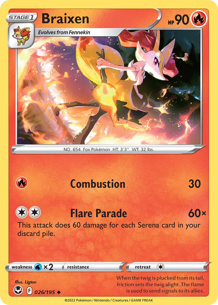 Silver Tempest Braixen #26/195