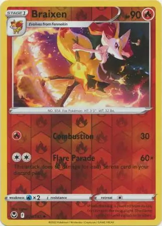 Silver Tempest Braixen #26/195 reverse holo