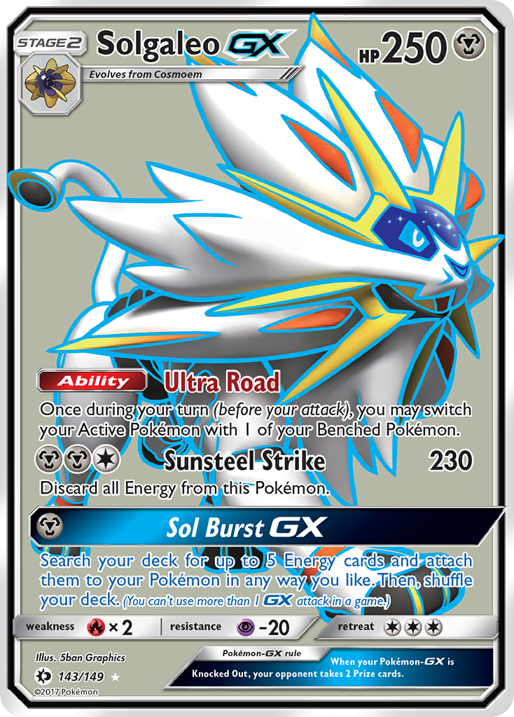 Sun & Moon Full Art Solgaleo GX #143/149
