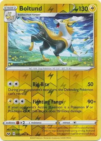 Sword & Shield Boltund #75/202 reverse holo