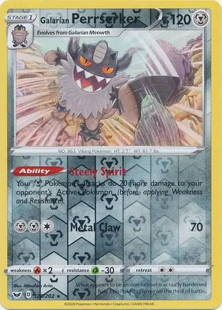 Sword & Shield Galarian Perrserker #128/202 reverse holo