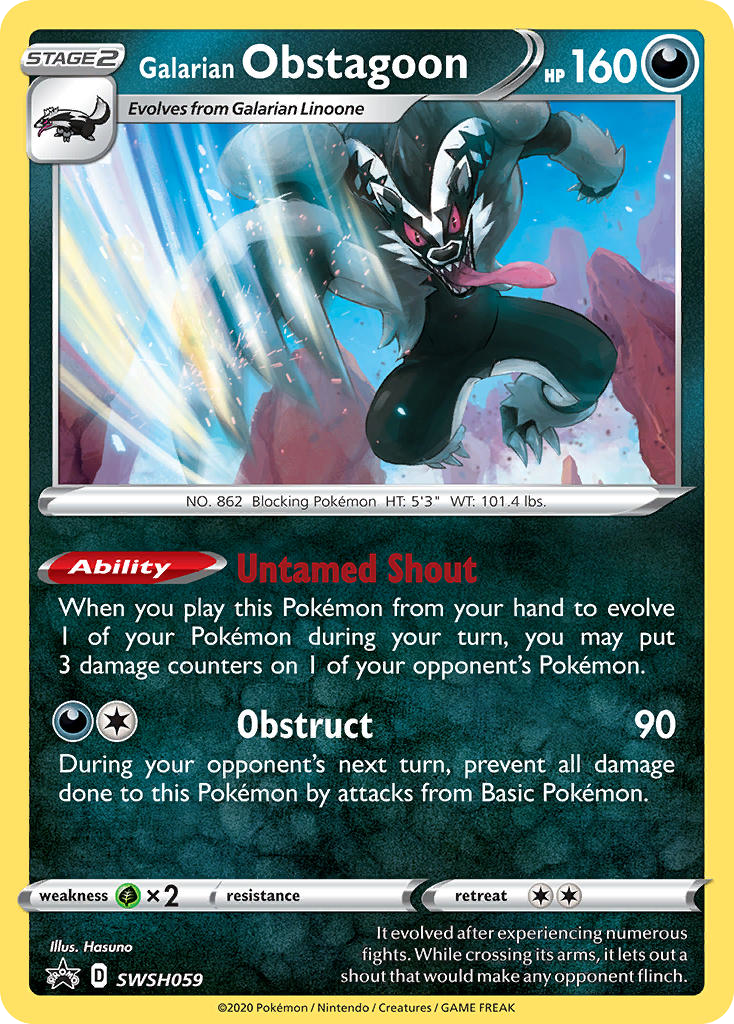Sword & Shield Promo's Holo Galarian Obstagoon #59