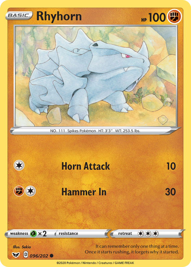 Sword & Shield Rhyhorn #96/202