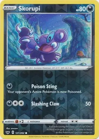 Sword & Shield Skorupi #121/202 reverse holo