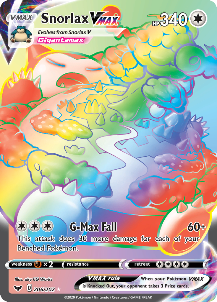 Sword & Shield Snorlax VMAX #206/202
