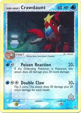 Team Magma v Aqua Team Aqua's Crawdaunt #14/95 reverse holo
