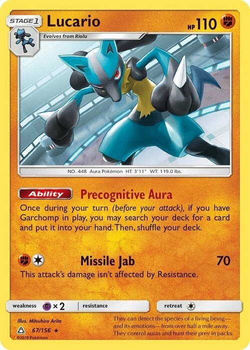 Ultra Prism Holo Lucario #67/156