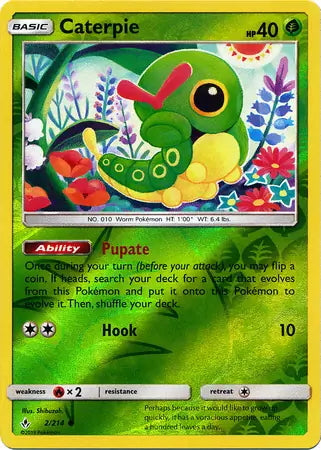Unbroken Bonds Caterpie #2/214 reverse holo