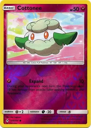 Unbroken Bonds Cottonee #139/214 reverse holo