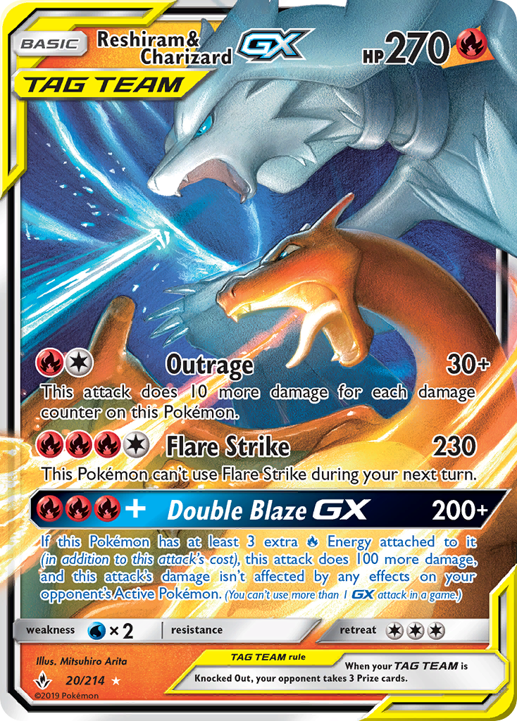 Unbroken Bonds Reshiram & Charizard GX #20/214