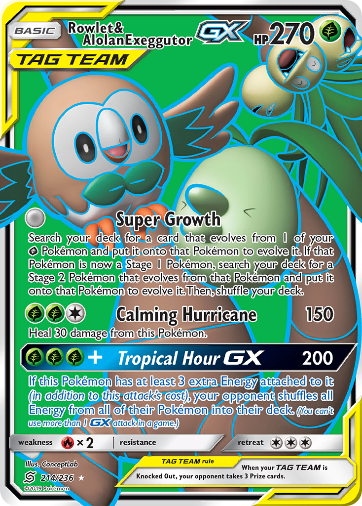 Unified Minds Rowlet & Alolan Exeggutor GX #214/236