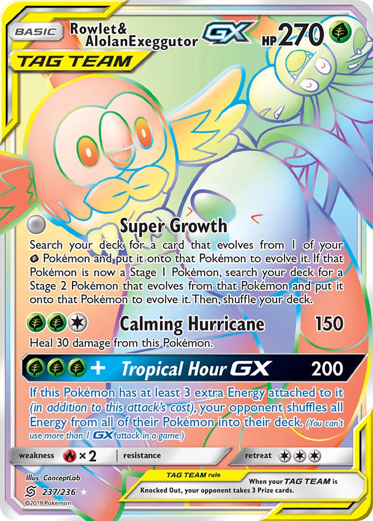 Unified Minds Rowlet & Alolan Exeggutor GX #237/236