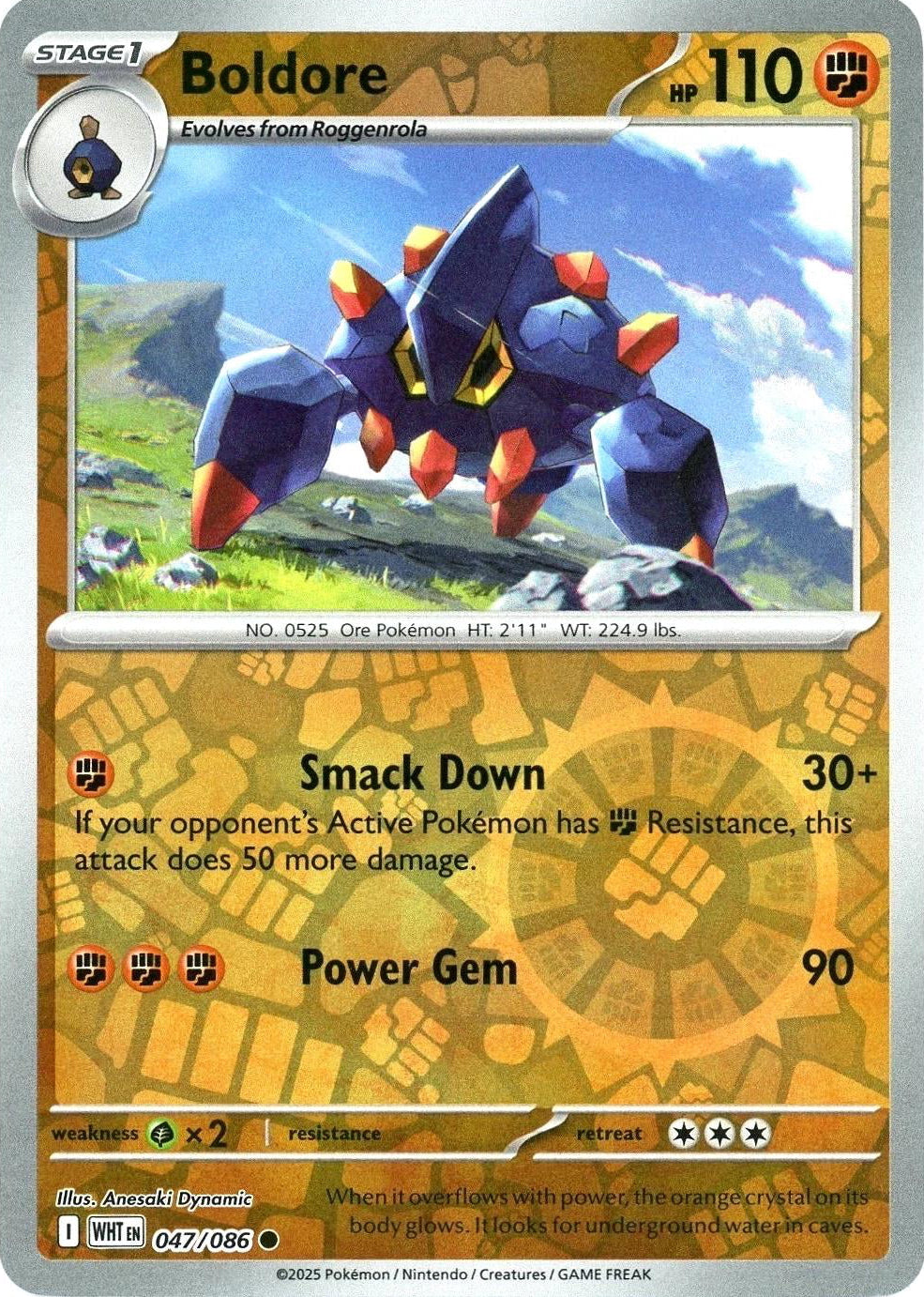 White Flare Boldore #47/86 Reverse Holo